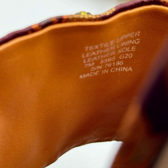 🆕 TORY BURCH 🧿 NWOT Martine 25mm Slide, Burgundy & Gold Jacquard, Sz 7 - Picture 9 of 16